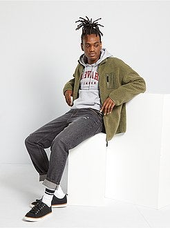 Camisola com fecho tipo sherpa - Kiabi