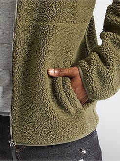 Camisola com fecho tipo sherpa - Kiabi