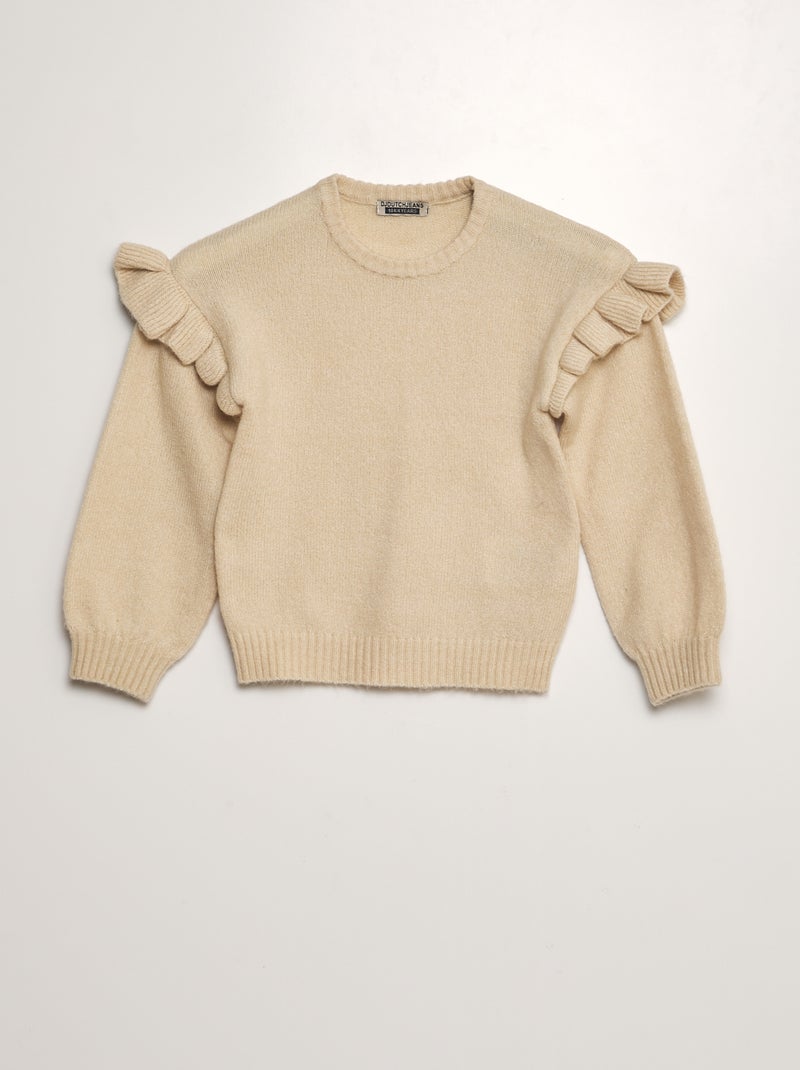 Camisola com folhos BEGE - Kiabi