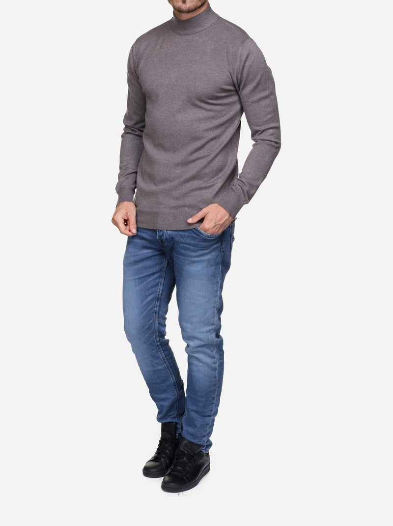 Camisola com gola alta - Kenzarro Castanho - Kiabi