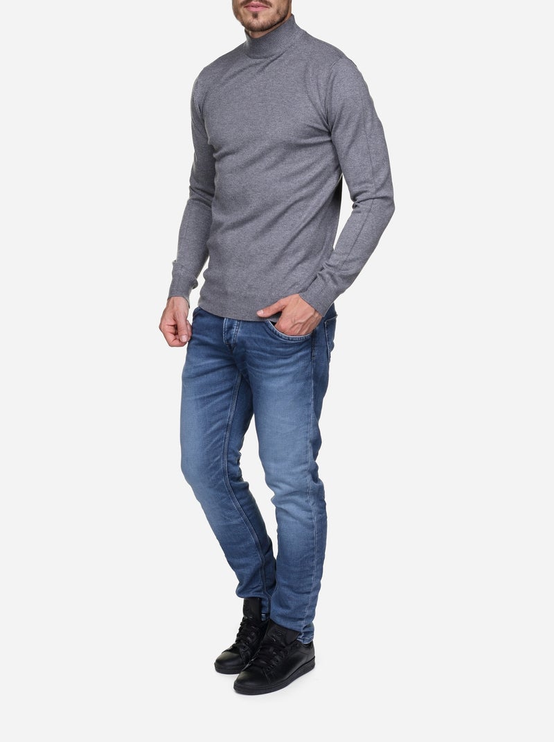 Camisola com gola alta - Kenzarro Cinza claro - Kiabi