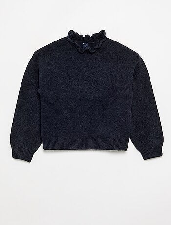 Camisola com gola alta ondulada