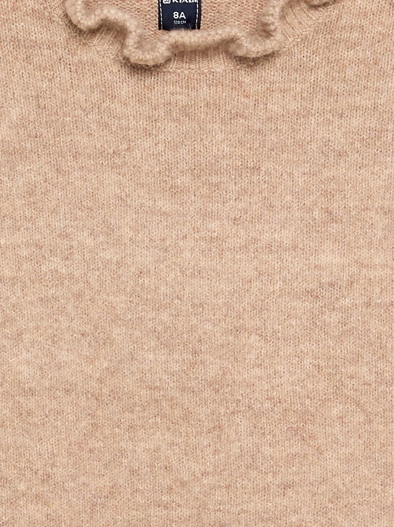 Camisola com gola alta ondulada Bege - Kiabi