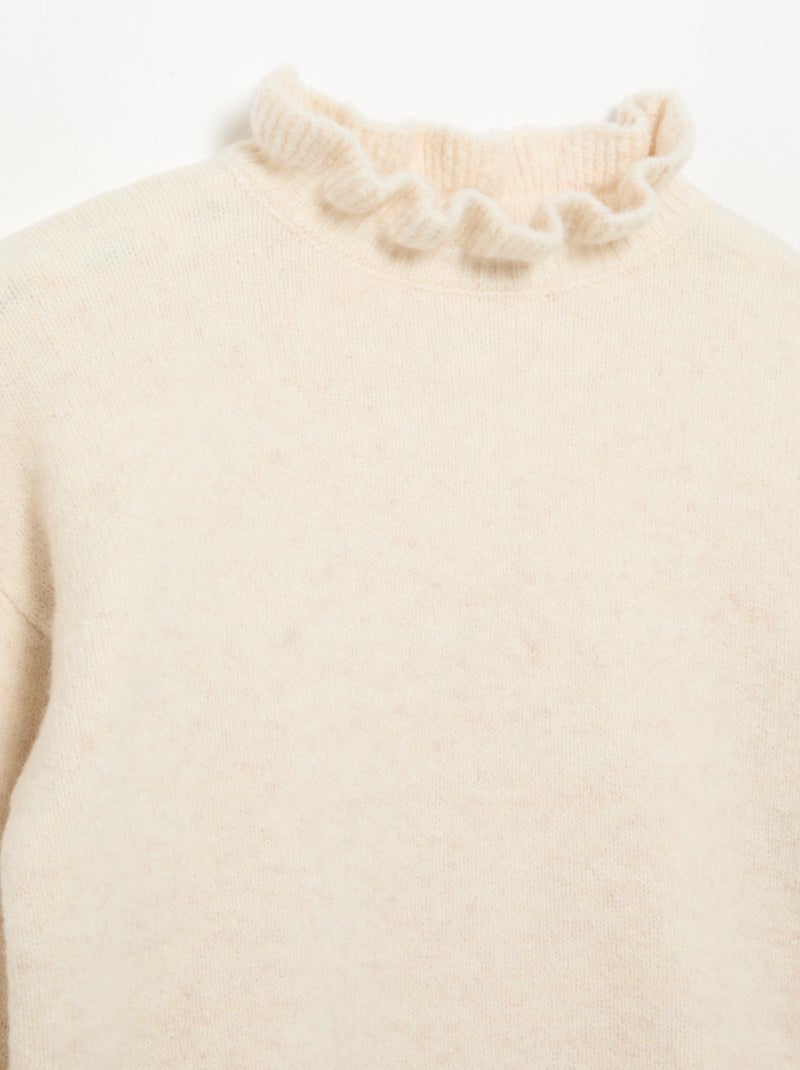 Camisola com gola alta ondulada Cru - Kiabi