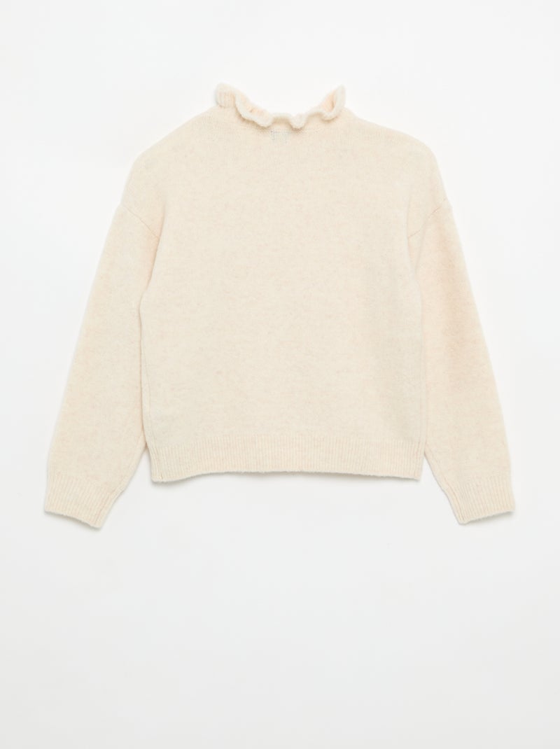 Camisola com gola alta ondulada Cru - Kiabi