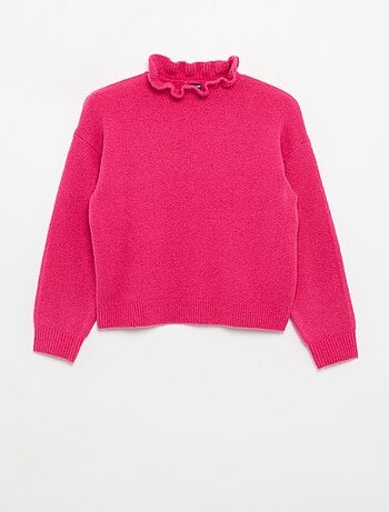 Camisola com gola alta ondulada
