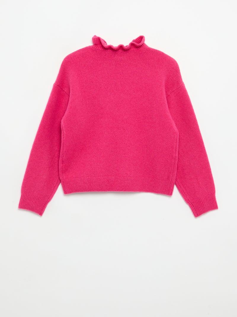 Camisola com gola alta ondulada Rosa - Kiabi