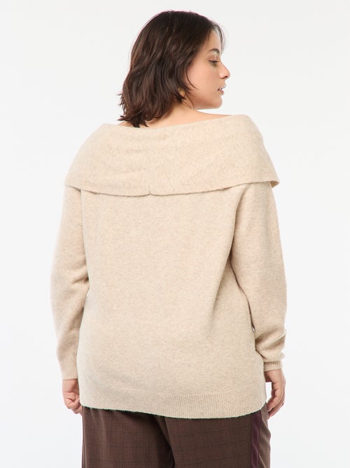 Camisola com gola bardot e pormenor frontal - Kiabi