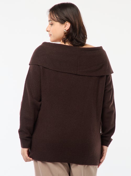 Camisola com gola bardot e pormenor frontal - Kiabi