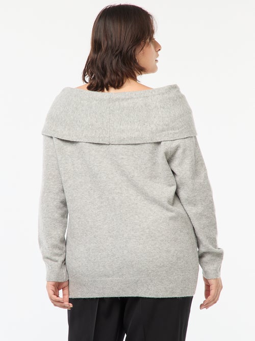 Camisola com gola bardot e pormenor frontal - Kiabi