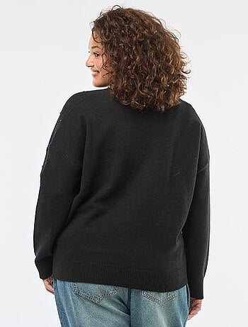 Camisola com gola cache-cœur e strass fantasia
