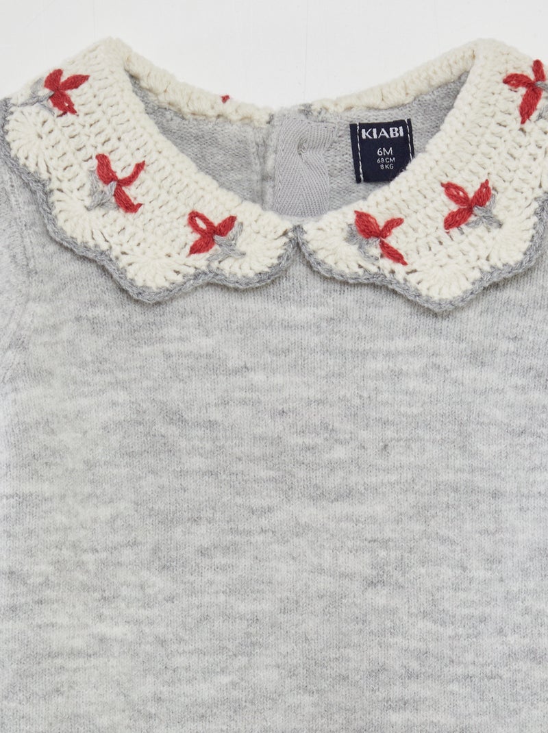 Camisola com gola claudine CINZA - Kiabi