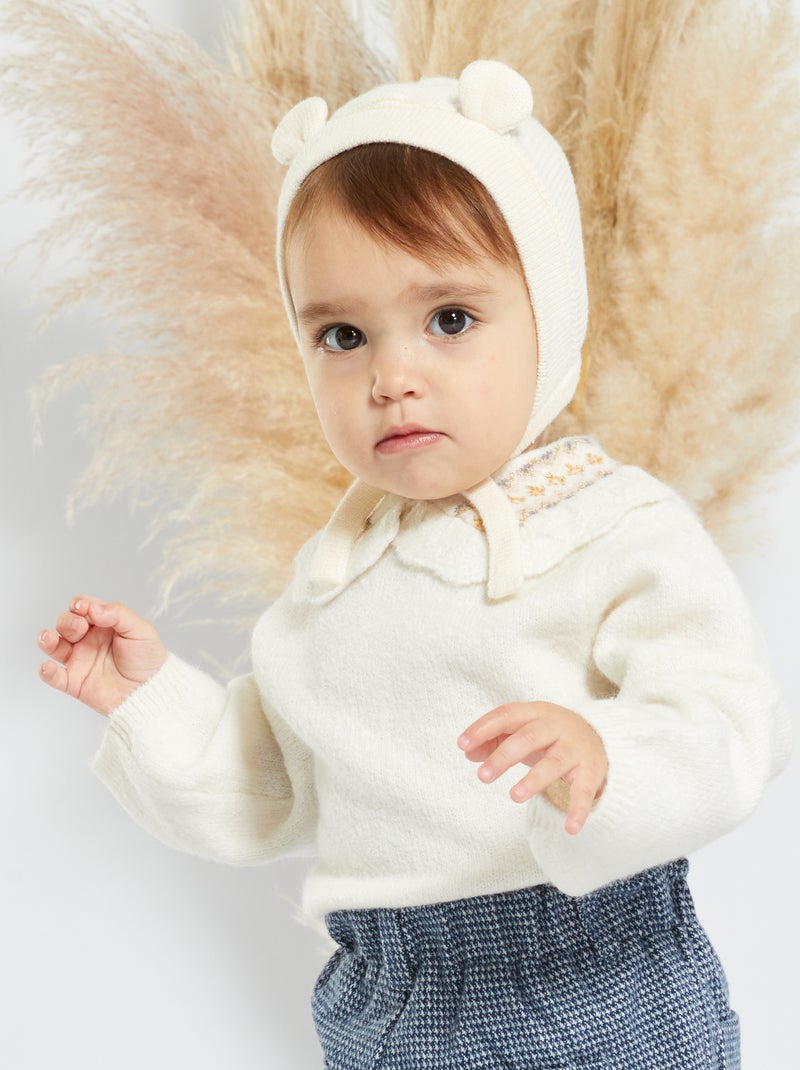 Camisola com gola claudine de fantasia BRANCO - Kiabi
