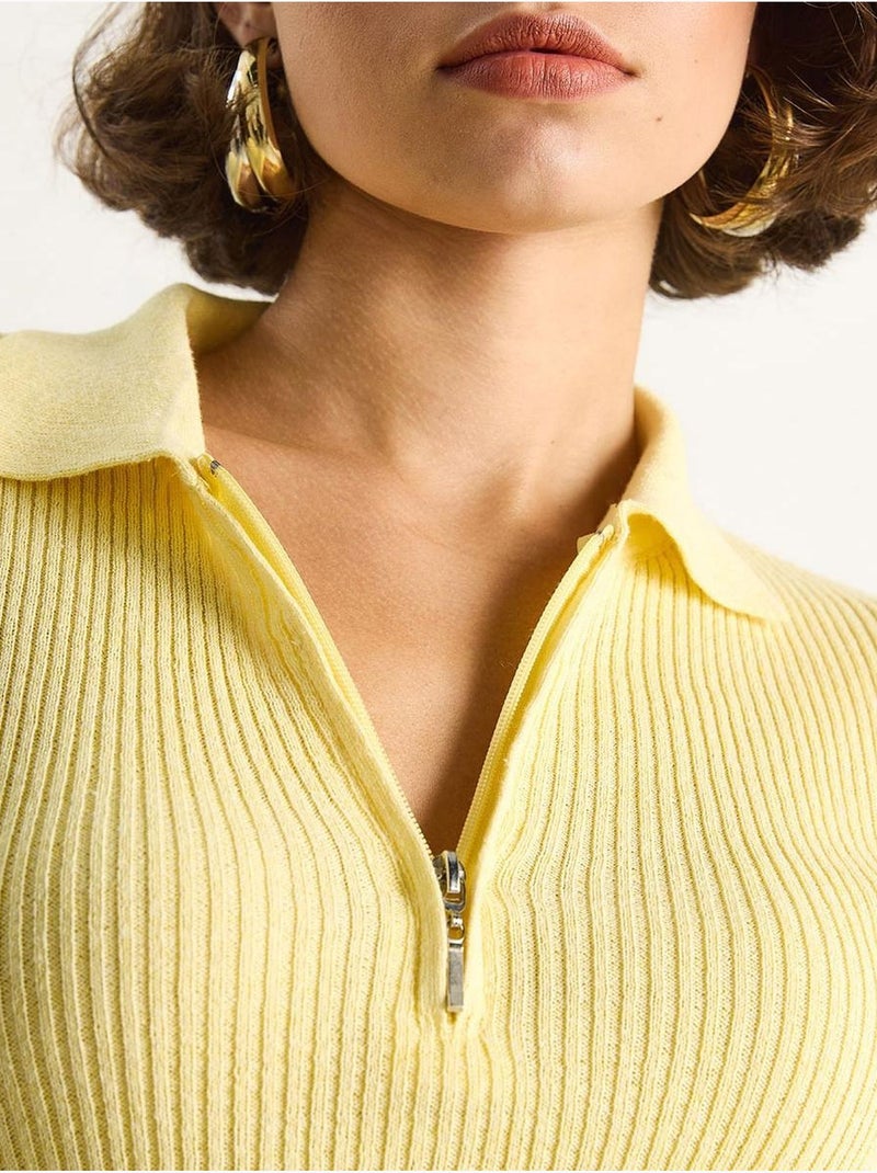 Camisola com gola com fecho de correr lucci Amarelo - Kiabi