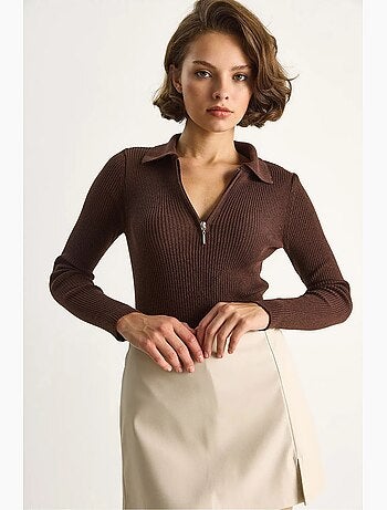 Camisola com gola com fecho de correr lucci