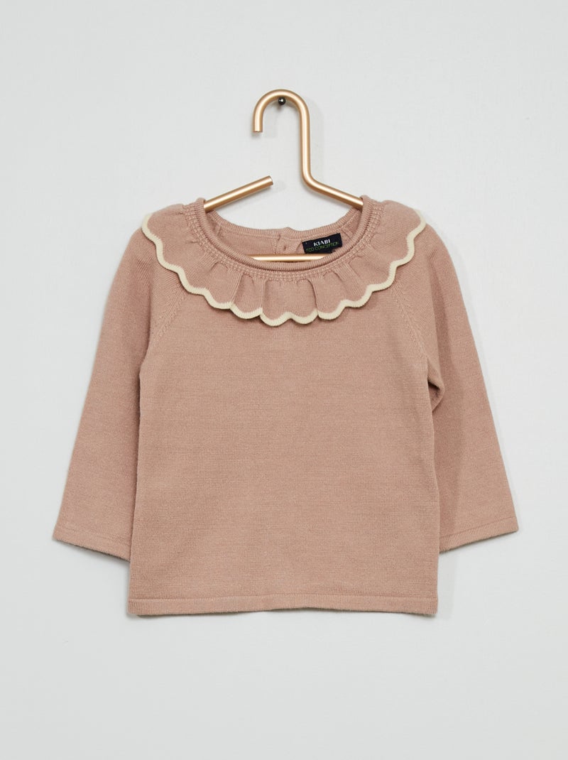 Camisola com gola com folhos CINZA - Kiabi