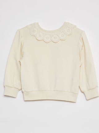 Camisola com gola com motivos
