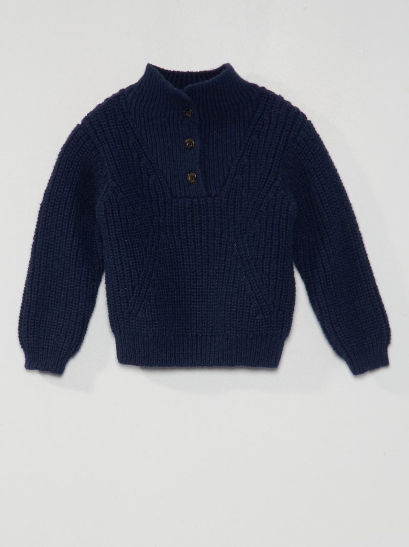 Camisola com gola de fecho Azul Preto - Kiabi