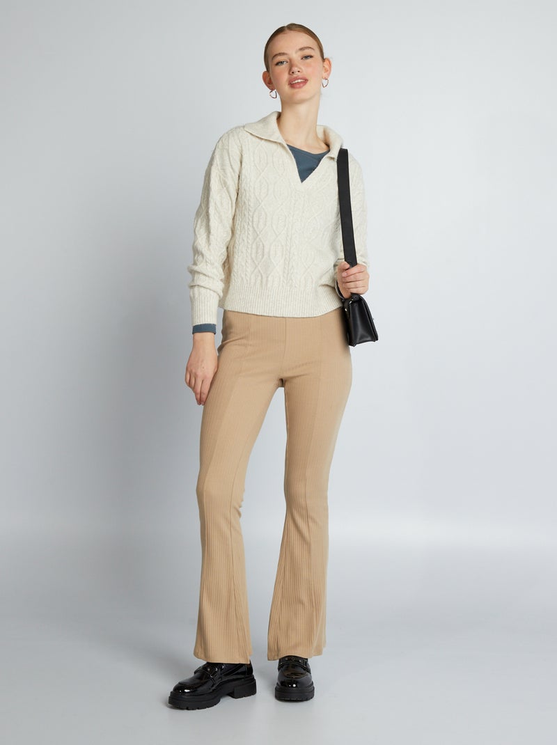 Camisola com gola de fecho BEGE - Kiabi