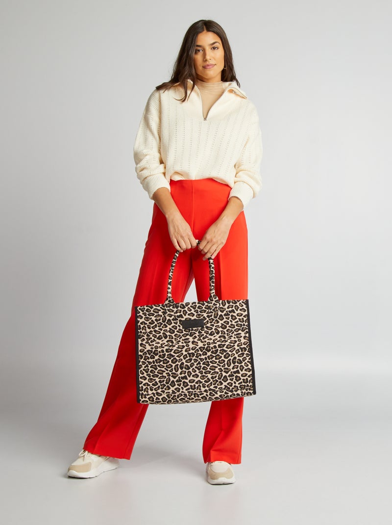 Camisola com gola de fecho BRANCO - Kiabi