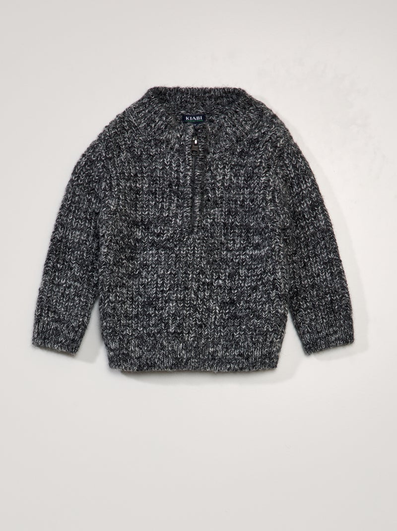 Camisola com gola de fecho CINZA - Kiabi