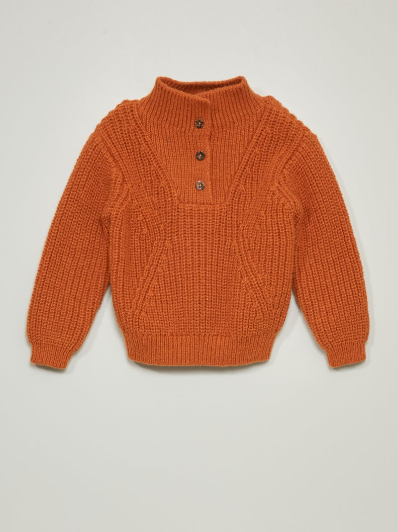 Camisola com gola de fecho Marrom - Kiabi