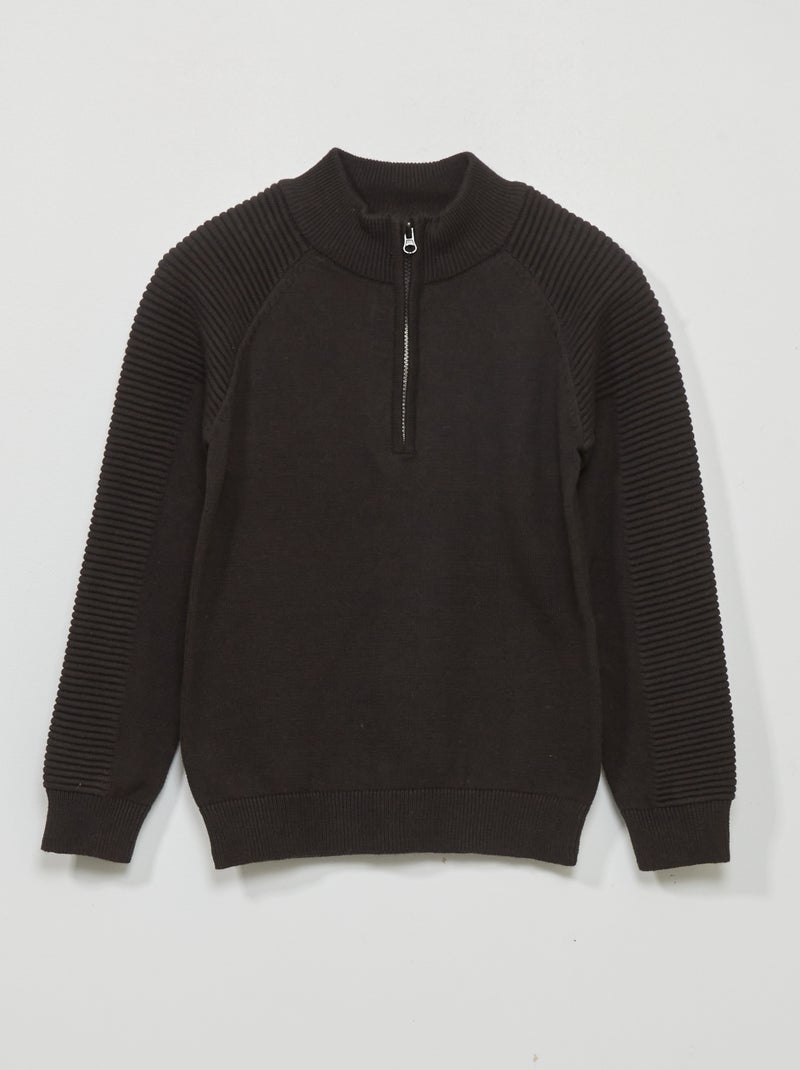 Camisola com gola de fecho Preto - Kiabi
