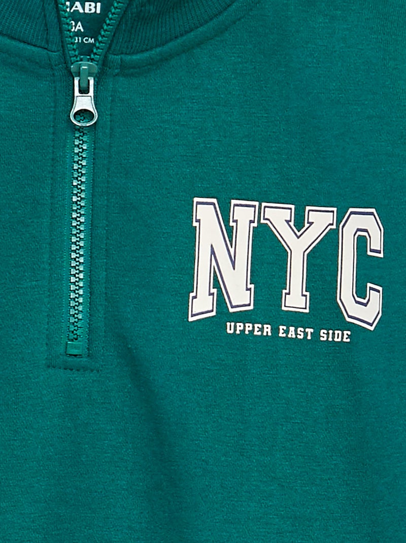 Camisola com gola de fecho VERDE - Kiabi