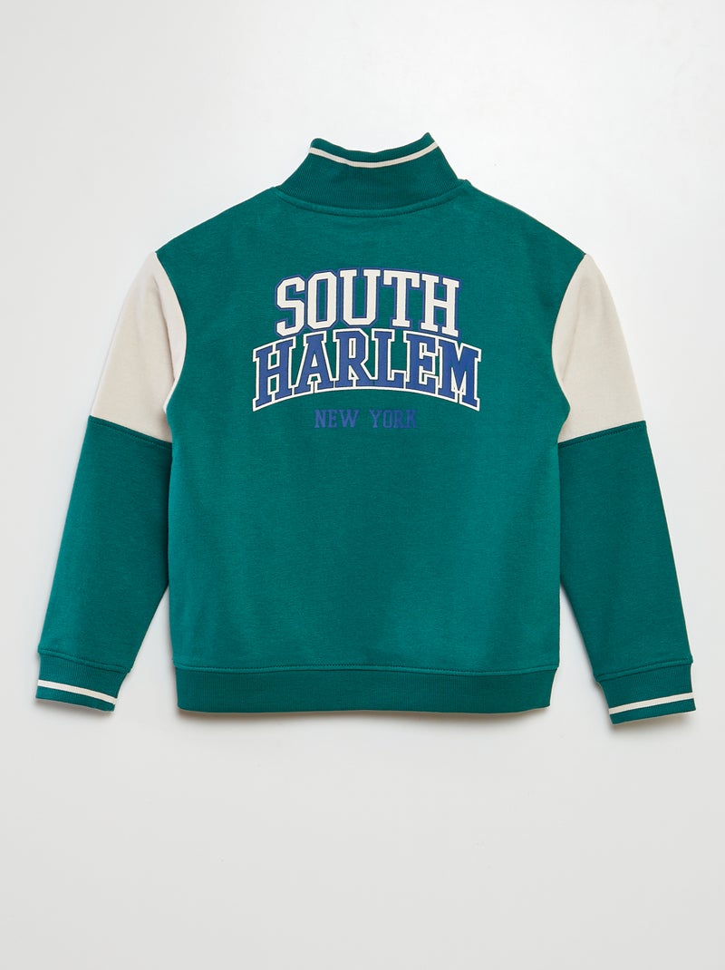 Camisola com gola de fecho VERDE - Kiabi