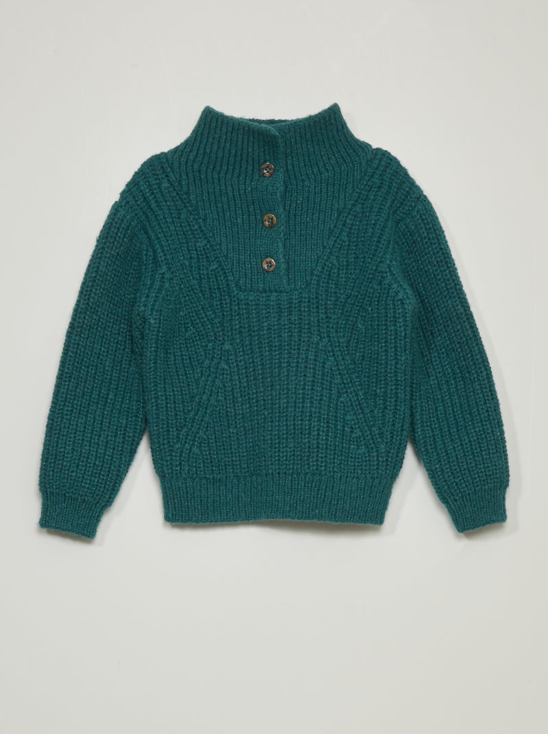 Camisola com gola de fecho VERDE - Kiabi