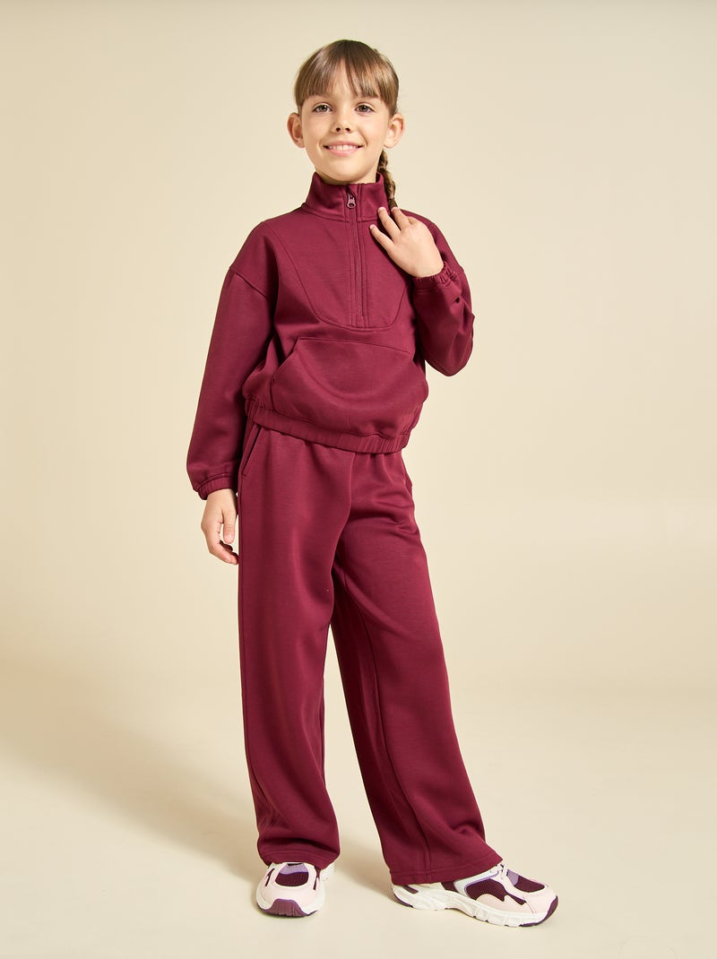 Camisola com gola de fecho Vermelho - Kiabi