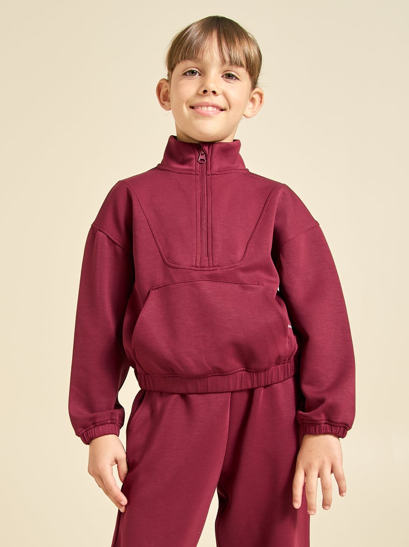 Camisola com gola de fecho Vermelho - Kiabi