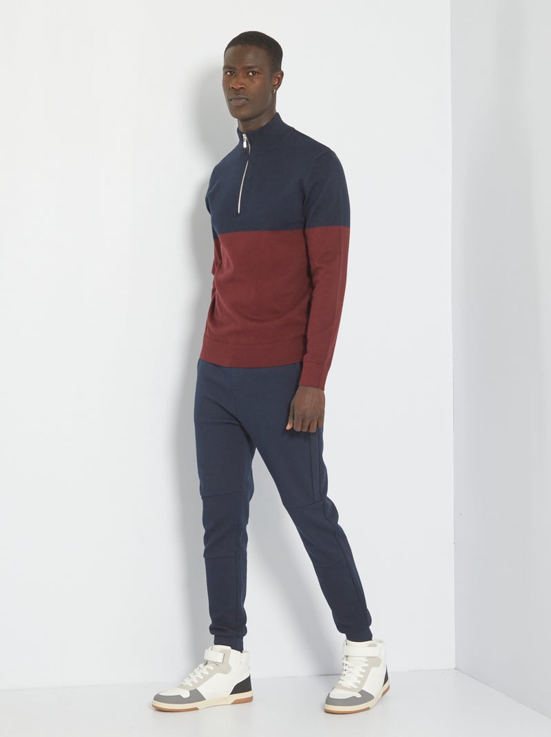 Camisola com gola de fecho VERMELHO - Kiabi