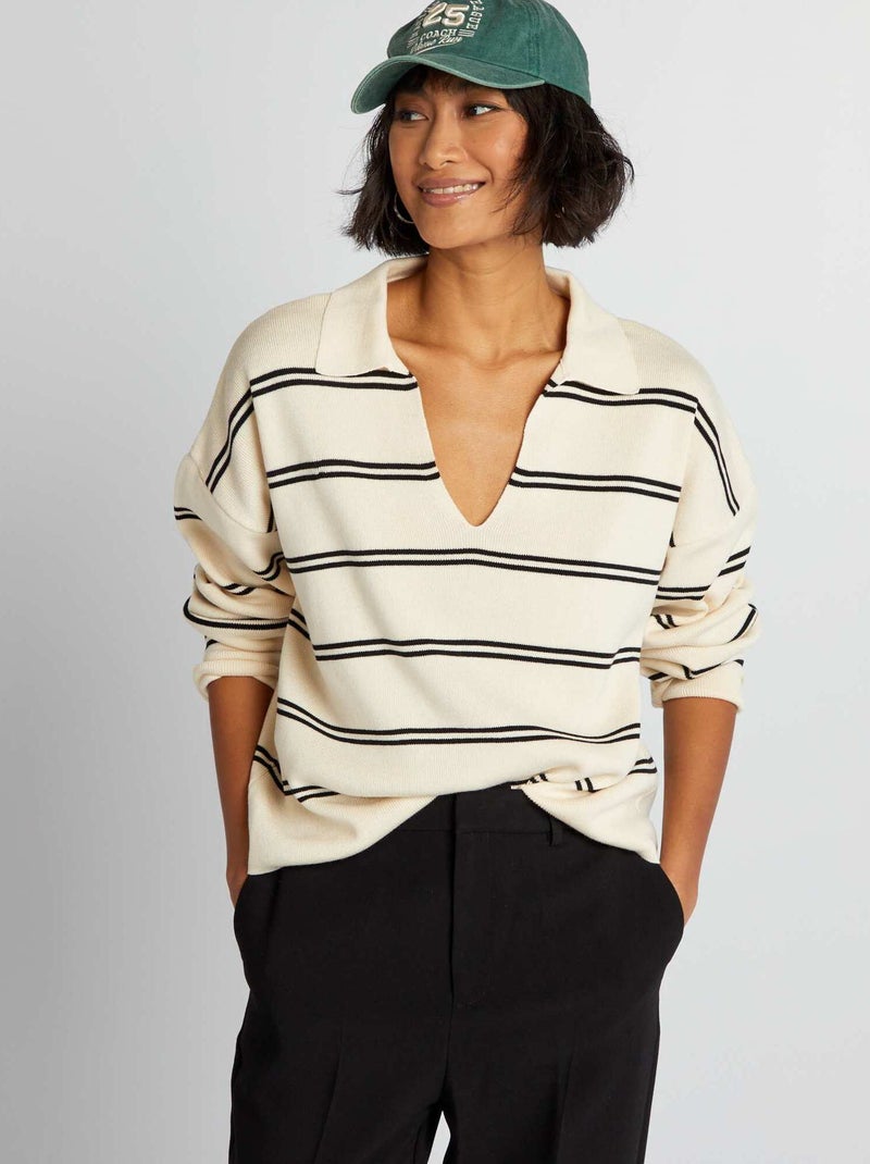 Camisola com gola de polo BEGE - Kiabi