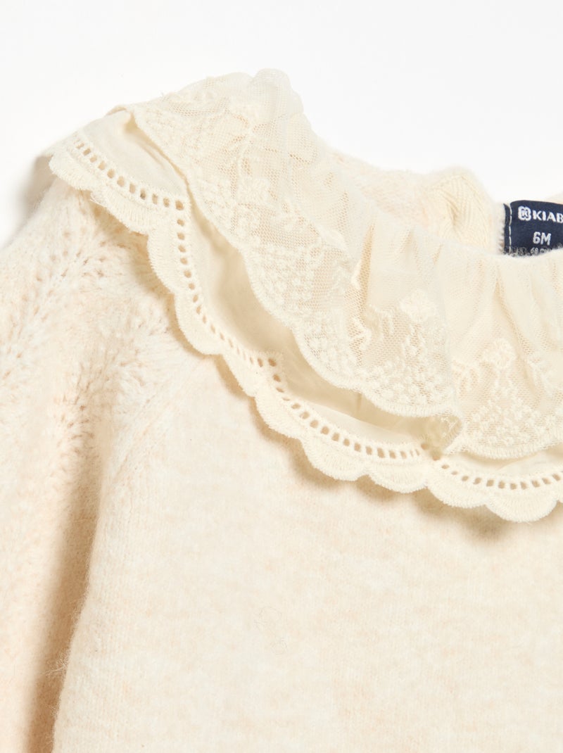 Camisola com gola dupla fantasia Branco - Kiabi