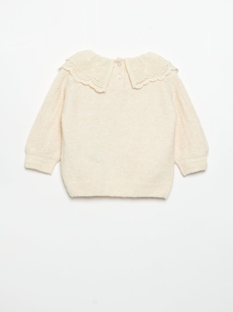Camisola com gola dupla fantasia Branco - Kiabi