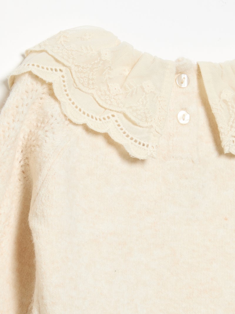 Camisola com gola dupla fantasia Branco - Kiabi