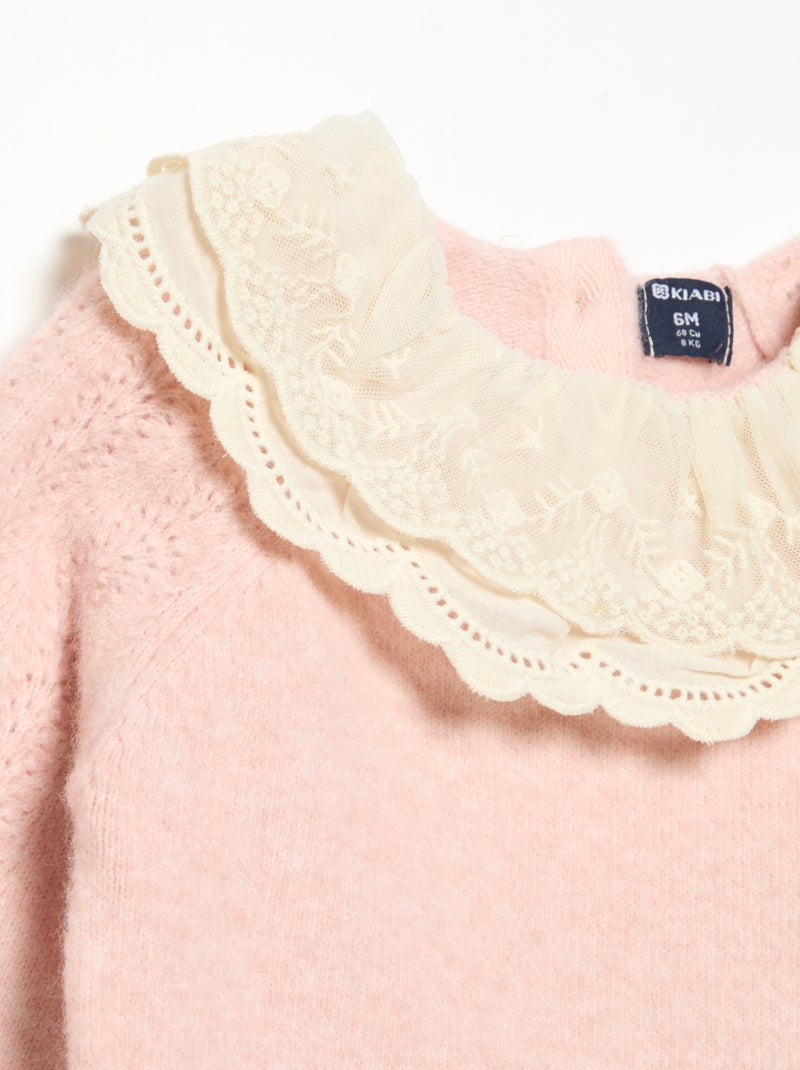 Camisola com gola dupla fantasia Rosa - Kiabi