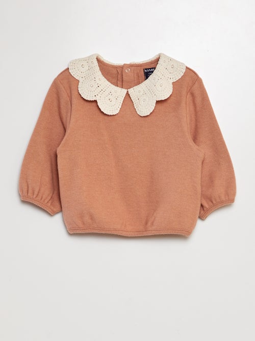 Camisola com gola em croché - Kiabi