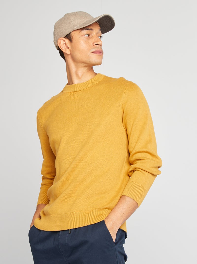 Camisola com gola em malha fina larga BEGE - Kiabi