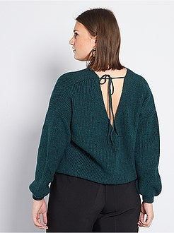 Camisola com gola em V à frente e atrás - Kiabi