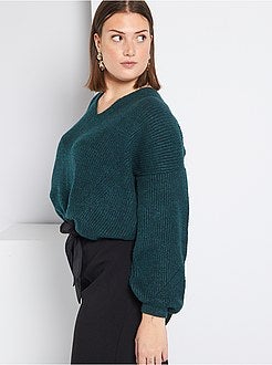 Camisola com gola em V à frente e atrás - Kiabi