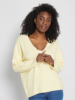 Camisola com gola em V - Kiabi