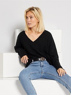 Camisola com gola em V - Kiabi