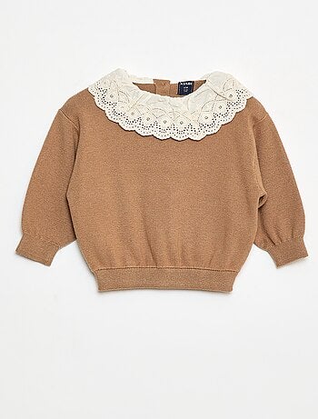 Camisola com gola em voile de algodão