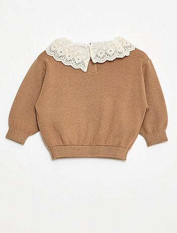 Camisola com gola em voile de algodão