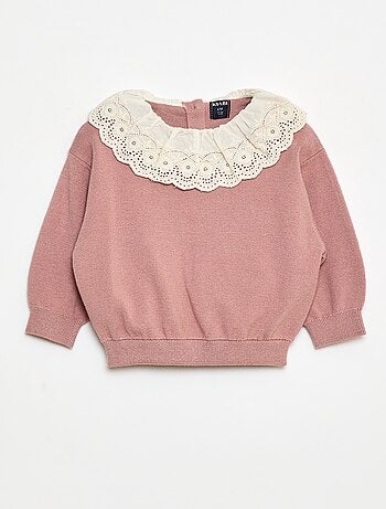 Camisola com gola em voile de algodão