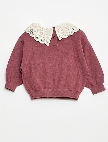 Camisola com gola em voile de algodão