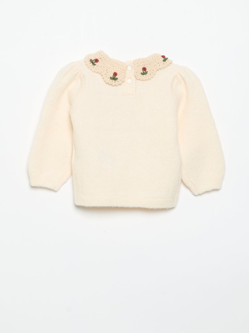 Camisola com gola fantasia Branco - Kiabi