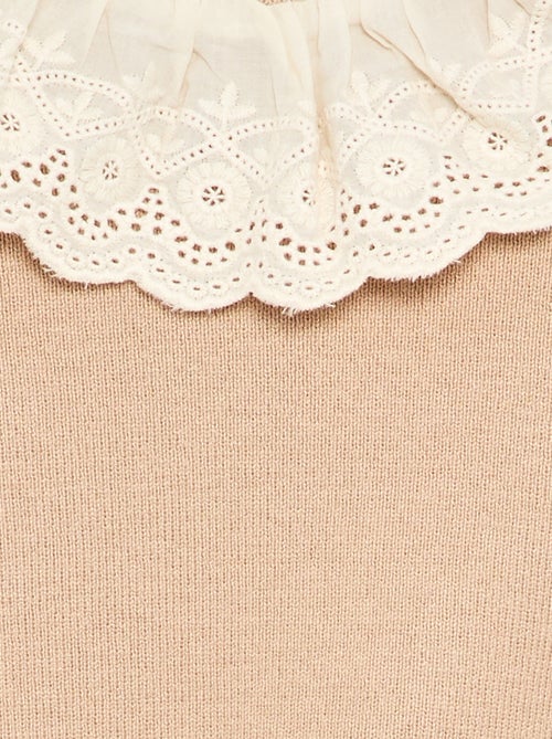Camisola com gola fantasia em bordado inglês - Kiabi Camisola com gola fantasia em bordado inglês - Kiabi